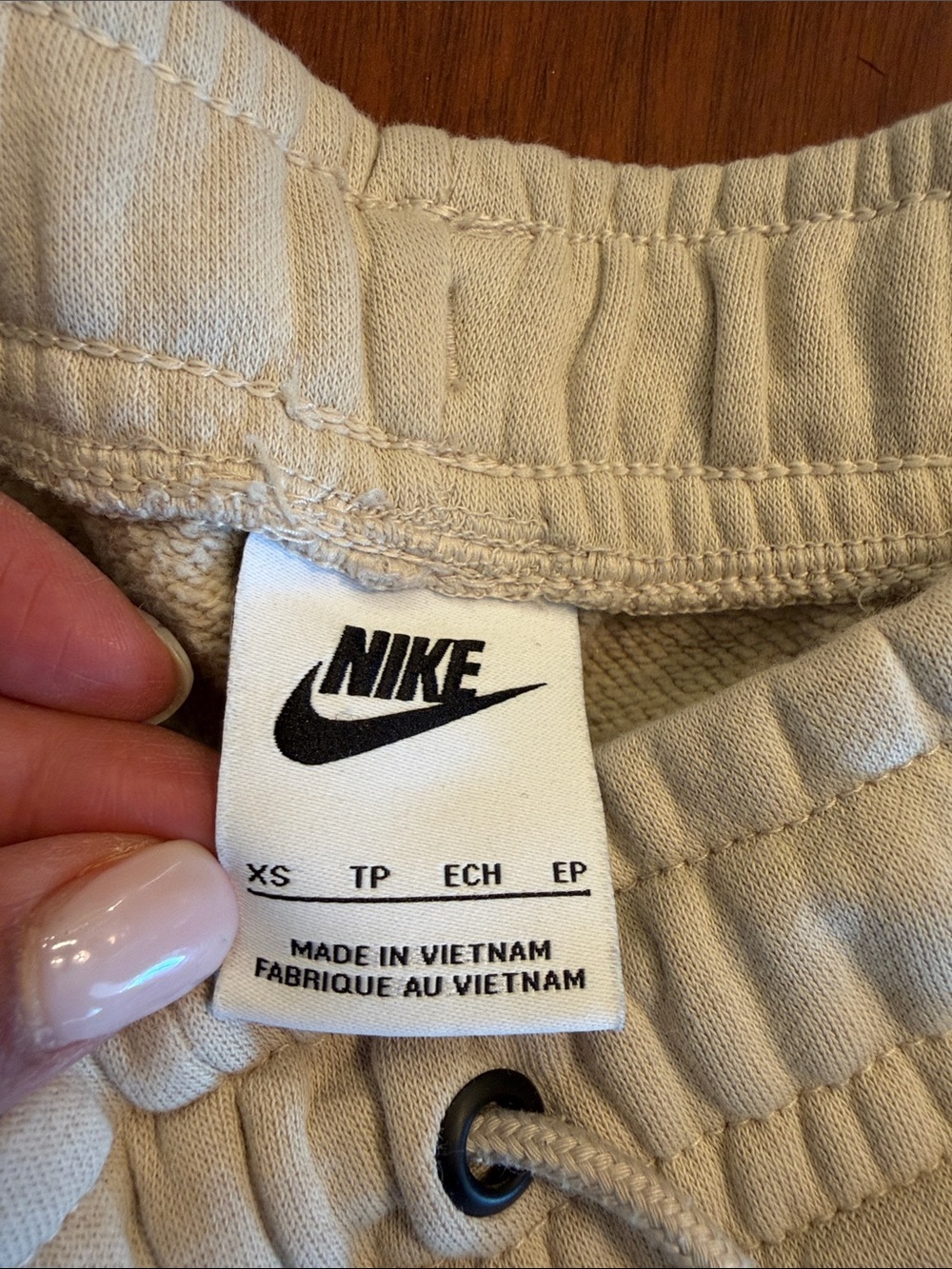 Nike Beige Fleece Joggers with Embroidered Logo - Picture 3 of 4